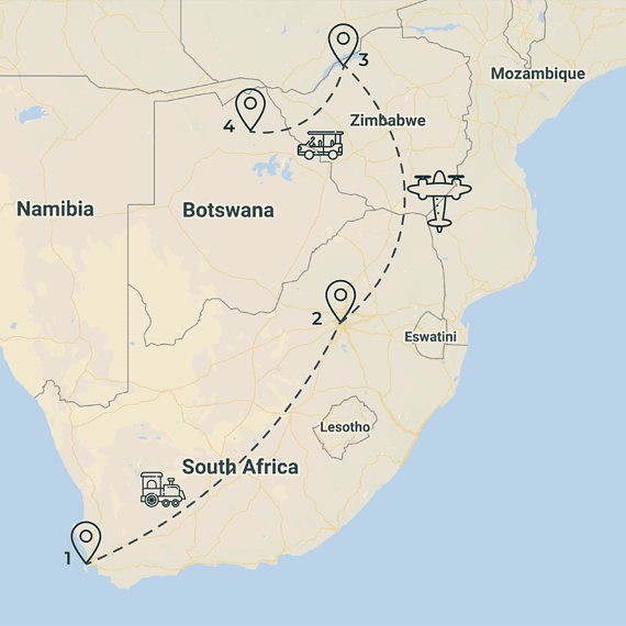 southern africa travel map