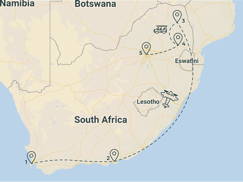 South Africa travel map